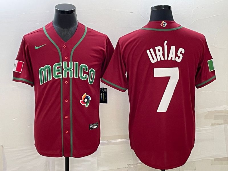 Men 2023 World Cub Mexico #7 Urias Red Nike MLB Jersey33->more jerseys->MLB Jersey